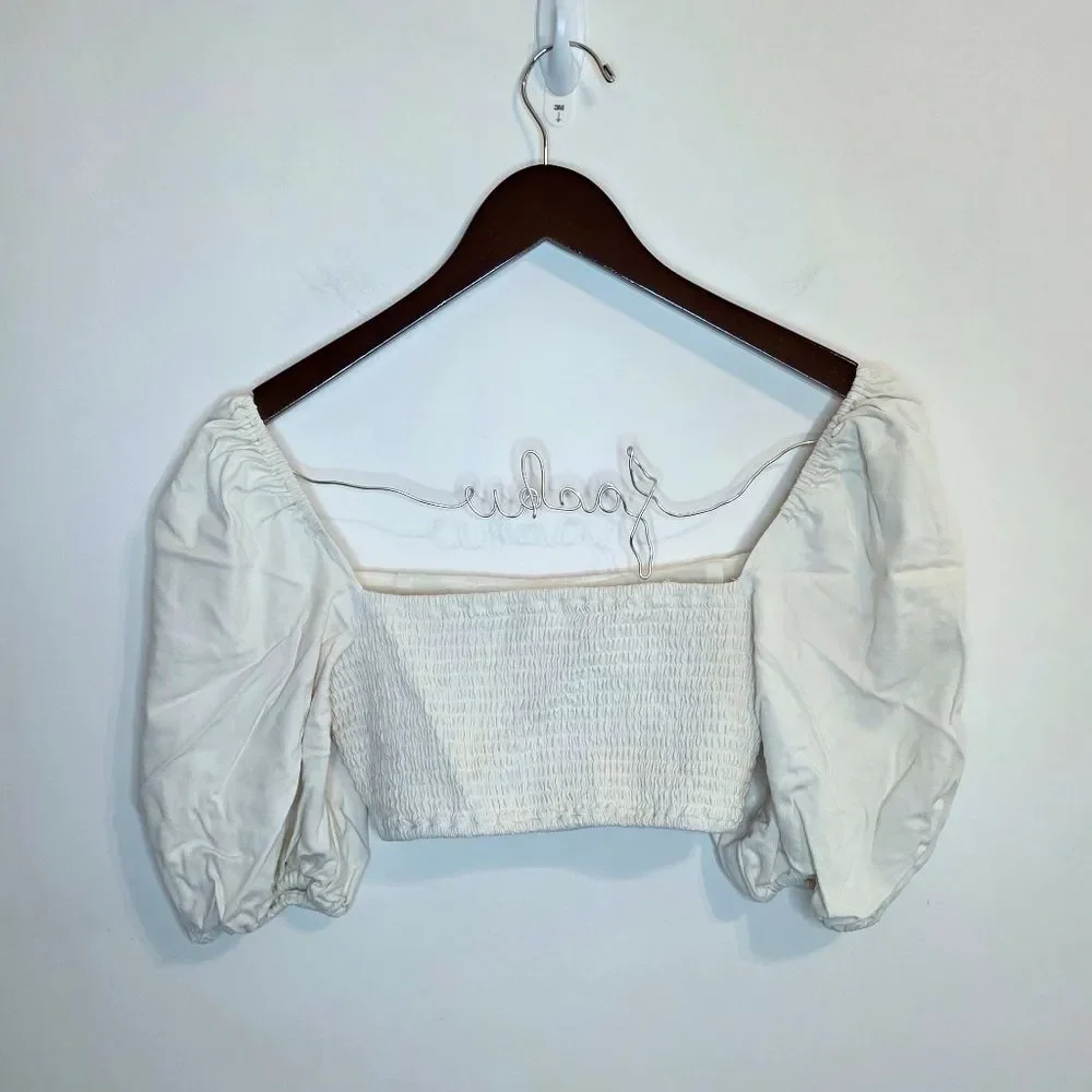 O.P.T Beige Ivory Cropped Off The Shoulder Top Size Small